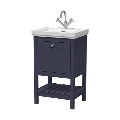 Hudson Reed Bexley 500mm Floor Standing Vanity & Basin 1th Trad Indigo Blue MDF Vinyl Smooth Matt 865x531x406mm - JJ Building Materials