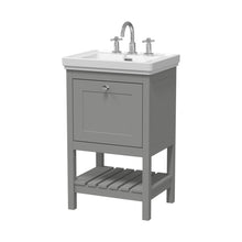 Hudson Reed Bexley 500mm Floor Standing Vanity & Basin 3th Trad Cool Grey MDF Vinyl Smooth Matt 865x531x406mm - JJ Building Materials