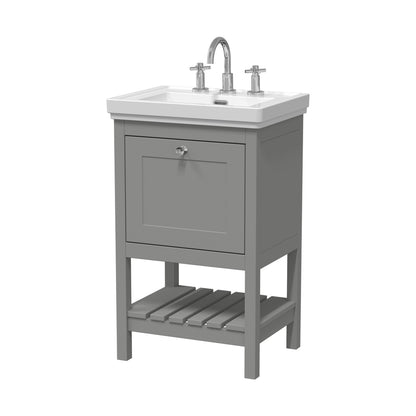 Hudson Reed Bexley 500mm Floor Standing Vanity & Basin 3th Trad Cool Grey MDF Vinyl Smooth Matt 865x531x406mm - JJ Building Materials