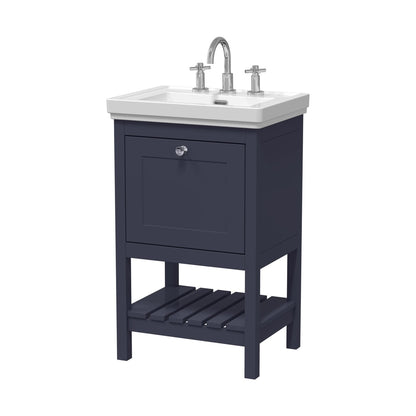Hudson Reed Bexley 500mm Floor Standing Vanity & Basin 3th Trad Indigo Blue MDF Vinyl Smooth Matt 865x531x406mm - JJ Building Materials