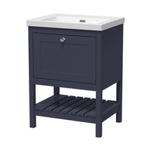 Hudson Reed Bexley 600mm Floor Standing Drawer Contemp Basin 0th Trad Indigo Blue Fireclay,MDF Vinyl Smooth Matt 845x613x462mm - JJ Building Materials