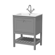 Hudson Reed Bexley 600mm Floor Standing Drawer & Stone Basin 1th Trad Cool Grey MDF Vinyl Smooth Matt,stone 816x610x460mm - BEX225P - JJ Building Materials