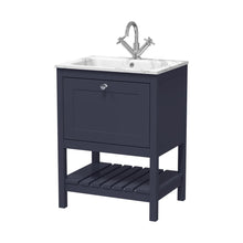 Hudson Reed Bexley 600mm Floor Standing Drawer & Stone Basin 1th Trad Indigo Blue MDF Vinyl Smooth Matt,stone 816x610x460mm - BEX325Q - JJ Building Materials