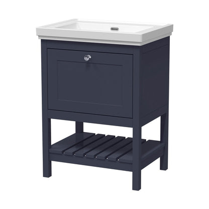 Hudson Reed Bexley 600mm Floor Standing Vanity & Basin 0th Trad Indigo Blue MDF Vinyl Smooth Matt 865x630x471mm - JJ Building Materials