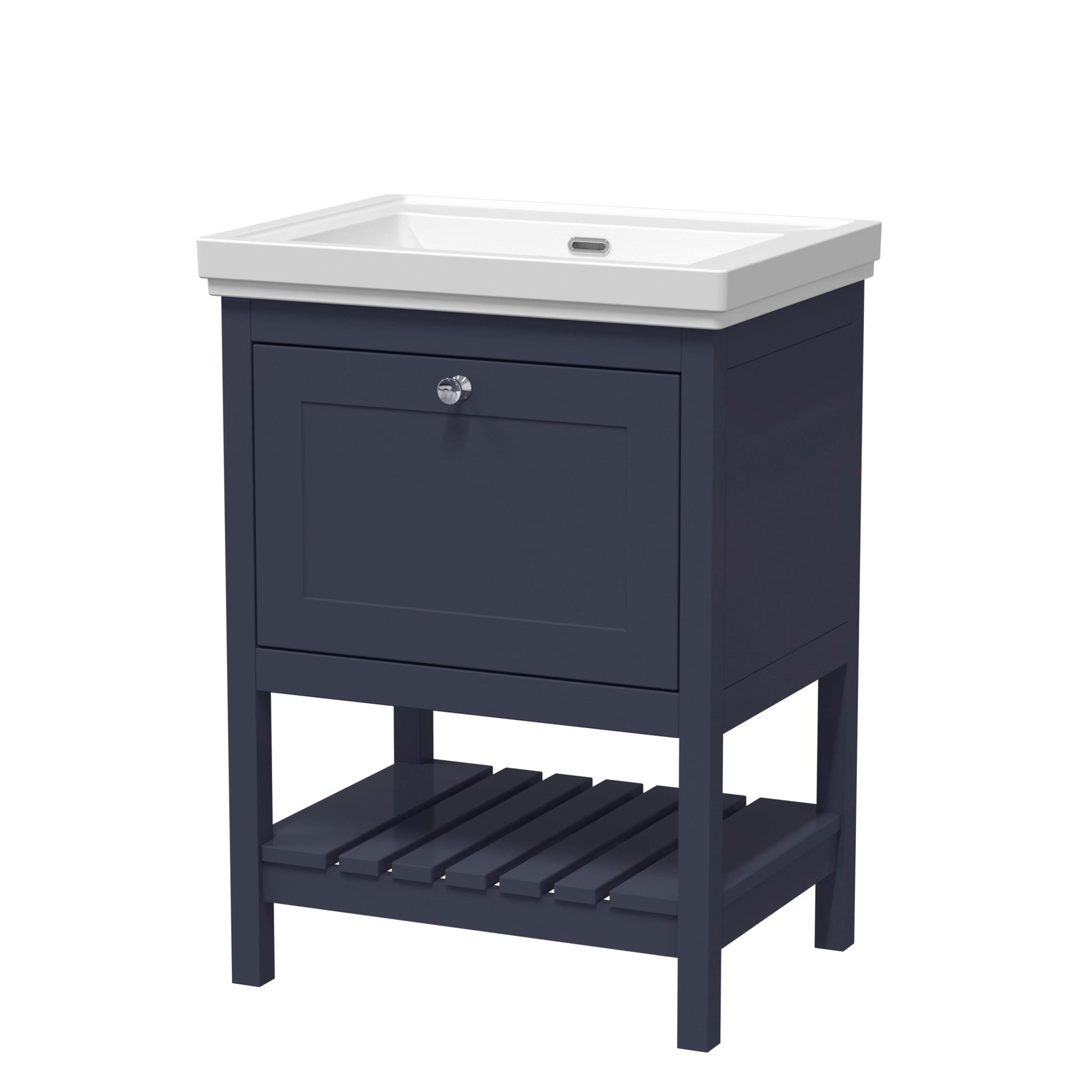 Hudson Reed Bexley 600mm Floor Standing Vanity & Basin 0th Trad Indigo Blue MDF Vinyl Smooth Matt 865x630x471mm - JJ Building Materials
