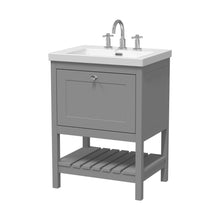 Hudson Reed Bexley 600mm Floor Standing Vanity & Basin 3th Trad Cool Grey Fireclay,MDF Vinyl Smooth Matt 845x613x462mm - JJ Building Materials