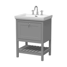 Hudson Reed Bexley 600mm Floor Standing Vanity & Basin 3th Trad Cool Grey Fireclay,MDF Vinyl Smooth Matt 865x630x471mm - JJ Building Materials