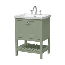 Hudson Reed Bexley 600mm Floor Standing Vanity & Basin 3th Trad Fern Green Fireclay,MDF Vinyl Smooth Matt 845x613x462mm - JJ Building Materials