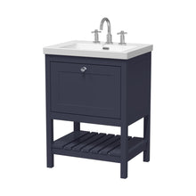 Hudson Reed Bexley 600mm Floor Standing Vanity & Basin 3th Trad Indigo Blue Fireclay,MDF Vinyl Smooth Matt 845x613x462mm - JJ Building Materials