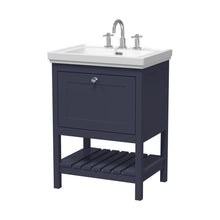 Hudson Reed Bexley 600mm Floor Standing Vanity & Basin 3th Trad Indigo Blue Fireclay,MDF Vinyl Smooth Matt 865x630x471mm - JJ Building Materials