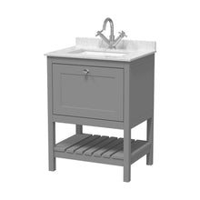 Hudson Reed Bexley 600mm Floor Standing Vanity & Marble Top 1th Trad Cool Grey MDF Vinyl Smooth Matt 814x620x463mm - JJ Building Materials