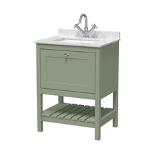 Hudson Reed Bexley 600mm Floor Standing Vanity & Marble Top 1th Trad Fern Green MDF Vinyl Smooth Matt 814x620x463mm - JJ Building Materials