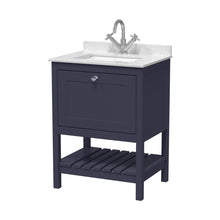 Hudson Reed Bexley 600mm Floor Standing Vanity & Marble Top 1th Trad Indigo Blue MDF Vinyl Smooth Matt 814x620x463mm - JJ Building Materials