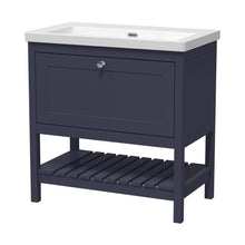 Hudson Reed Bexley 800mm Floor Standing Drawer Contemp Basin 0th Trad Indigo Blue Fireclay,MDF Vinyl Smooth Matt 845x813x462mm - JJ Building Materials