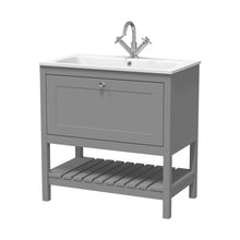 Hudson Reed Bexley 800mm Floor Standing Drawer & Stone Basin 1th Trad Cool Grey MDF Vinyl Smooth Matt,stone 816x810x460mm - BEX227P - JJ Building Materials