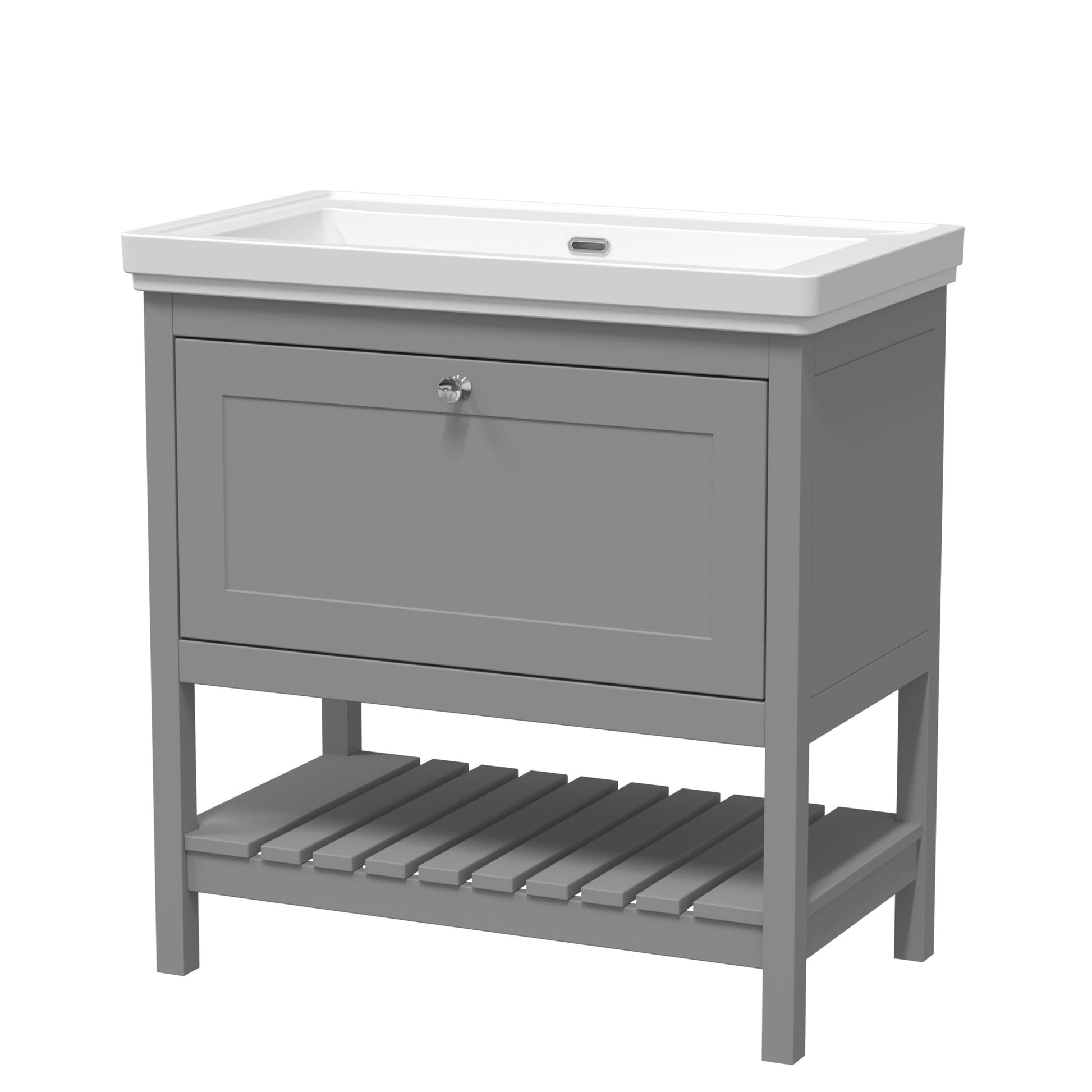 Hudson Reed Bexley 800mm Floor Standing Vanity & Basin 0th Trad Cool Grey MDF Vinyl Smooth Matt 865x830x470mm - JJ Building Materials
