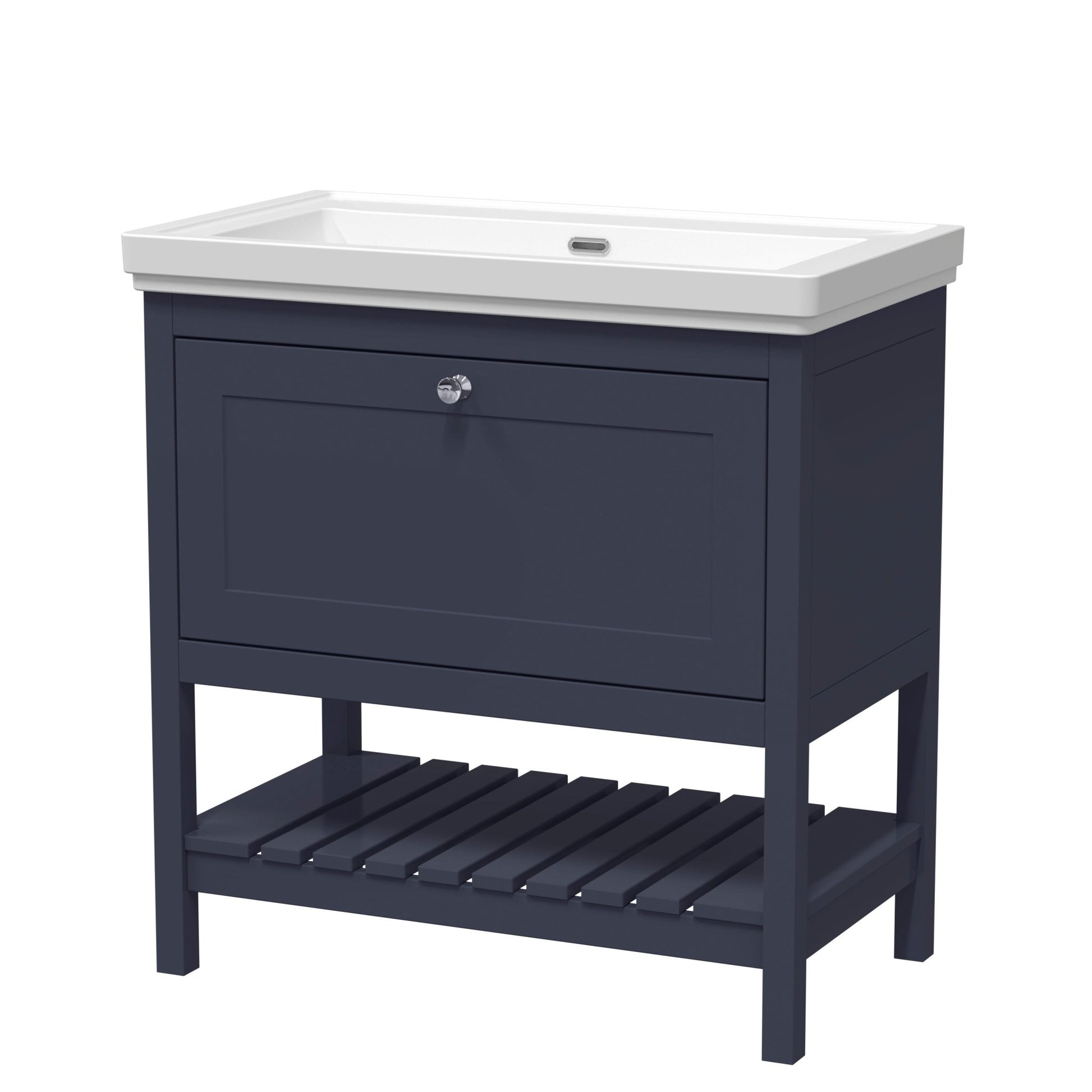 Hudson Reed Bexley 800mm Floor Standing Vanity & Basin 0th Trad Indigo Blue MDF Vinyl Smooth Matt 865x830x470mm - JJ Building Materials