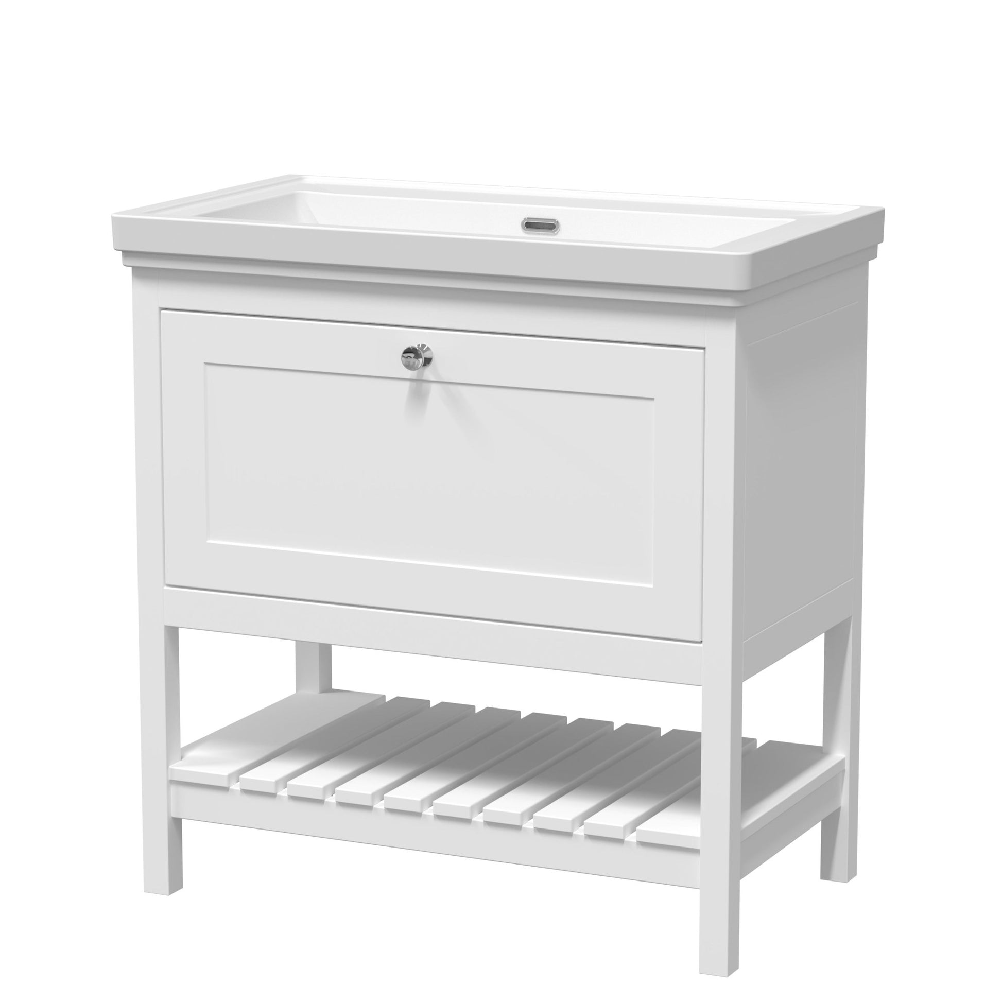 Hudson Reed Bexley 800mm Floor Standing Vanity & Basin 0th Trad Pure White MDF Vinyl Smooth Matt 865x830x470mm - JJ Building Materials