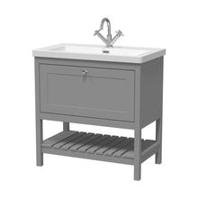 Hudson Reed Bexley 800mm Floor Standing Vanity & Basin 1th Trad Cool Grey Fireclay,MDF Vinyl Smooth Matt 845x813x462mm - JJ Building Materials