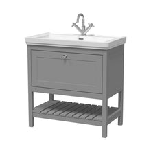 Hudson Reed Bexley 800mm Floor Standing Vanity & Basin 1th Trad Cool Grey Fireclay,MDF Vinyl Smooth Matt 865x830x470mm - JJ Building Materials