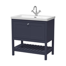 Hudson Reed Bexley 800mm Floor Standing Vanity & Basin 1th Trad Indigo Blue Fireclay,MDF Vinyl Smooth Matt 845x813x462mm - JJ Building Materials