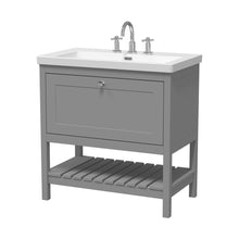 Hudson Reed Bexley 800mm Floor Standing Vanity & Basin 3th Trad Cool Grey Fireclay,MDF Vinyl Smooth Matt 845x813x462mm - JJ Building Materials
