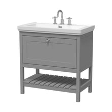 Hudson Reed Bexley 800mm Floor Standing Vanity & Basin 3th Trad Cool Grey Fireclay,MDF Vinyl Smooth Matt 865x830x470mm - JJ Building Materials