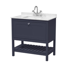Hudson Reed Bexley 800mm Floor Standing Vanity & Marble Top 1th Trad Indigo Blue MDF Vinyl Smooth Matt 814x820x463mm - JJ Building Materials