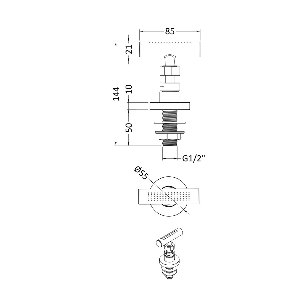 Hudson Reed Body Jets Body Jet Contemp Chrome Brass 137x70x55mm - JJ Building Materials