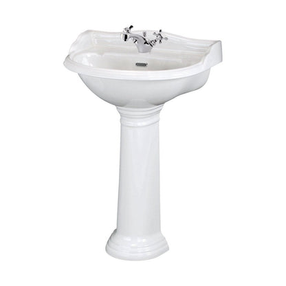 Hudson Reed Chancery 500mm Basin & Pedestal (1 Tap Hole) Trad White Vitreous China 855x500x400mm - JJ Building Materials