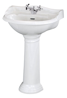 Hudson Reed Chancery 500mm Basin & Pedestal (1 Tap Hole) Trad White Vitreous China 855x500x400mm - JJ Building Materials