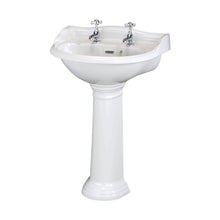 Hudson Reed Chancery 500mm Basin & Pedestal (2 Tap Hole) Trad White Vitreous China 855x500x400mm - JJ Building Materials