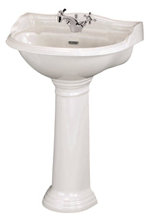 Hudson Reed Chancery 600mm Basin & Pedestal (1 Tap Hole) Trad White Vitreous China 935x600x500mm - JJ Building Materials