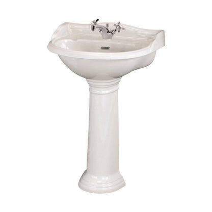 Hudson Reed Chancery 600mm Basin & Pedestal (1 Tap Hole) Trad White Vitreous China 935x600x500mm - JJ Building Materials