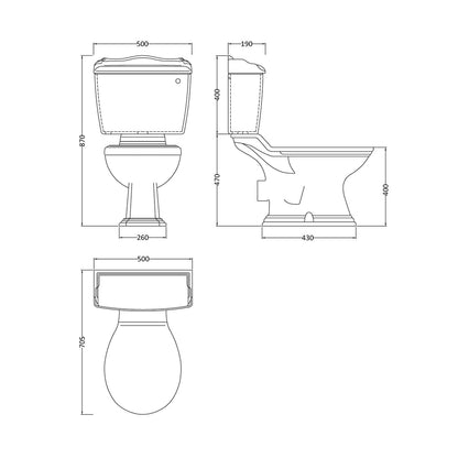 Hudson Reed Chancery Close Coupled Pan & Cistern Trad Gloss White Vitreous China 845x515x710mm - JJ Building Materials