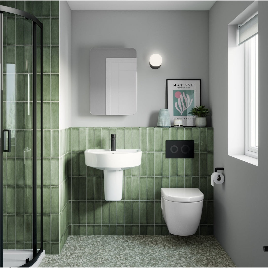Hudson Reed Concealed Cisterns And Frames Dual Flush Concealed Cistern Frame Round Plate Contemp Matt Black Stainless Steel 1136x520x204mm - JJ Building Materials