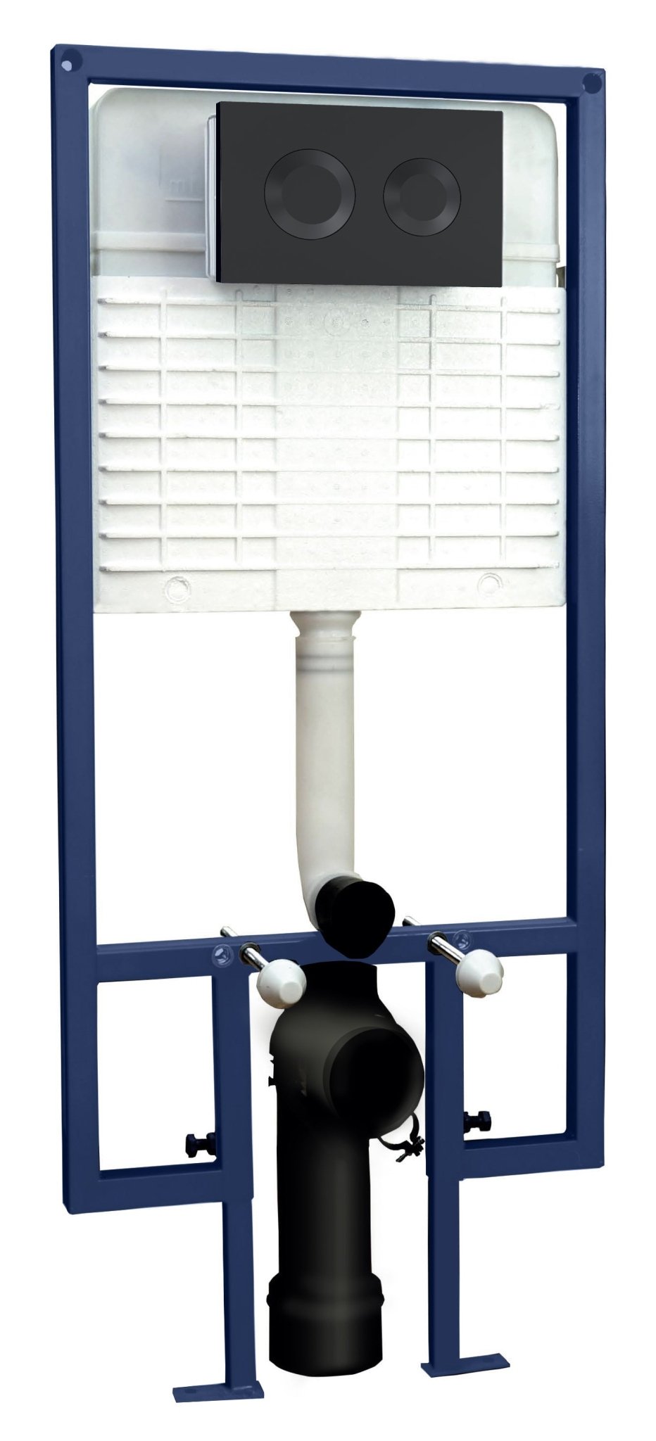 Hudson Reed Concealed Cisterns And Frames Dual Flush Concealed Cistern Frame Round Plate Contemp Matt Black Stainless Steel 1136x520x204mm - JJ Building Materials