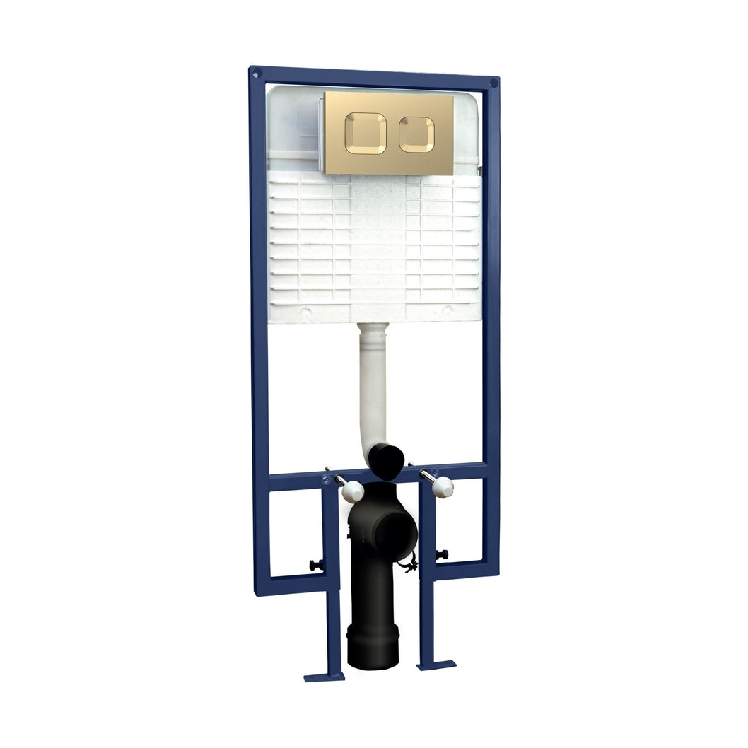 Hudson Reed Concealed Cisterns And Frames Dual Flush Concealed Cistern Frame Square Plate Contemp Brushed Brass Stainless Steel 1136x520x204mm - JJ Building Materials