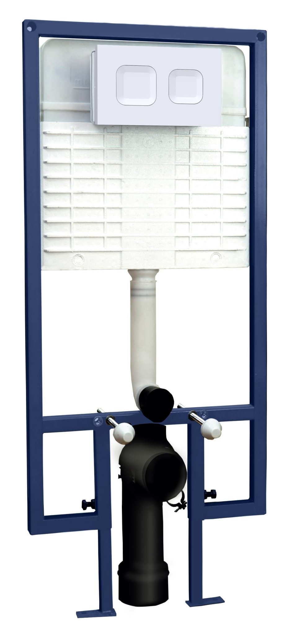 Hudson Reed Concealed Cisterns And Frames Dual Flush Concealed Cistern Frame Square Plate Contemp Matt White Stainless Steel 1136x520x204mm - JJ Building Materials