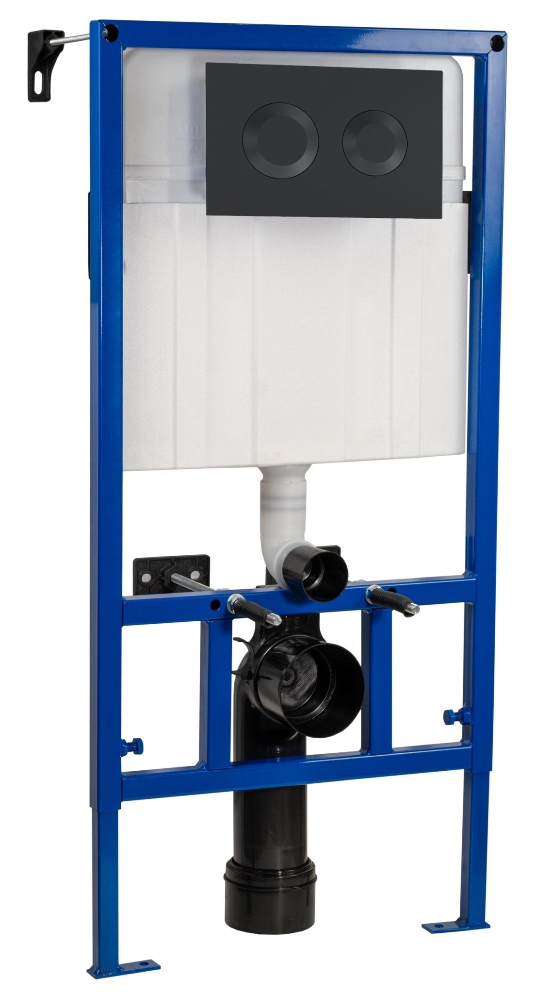 Hudson Reed Concealed Cisterns And Frames Dual Flush Concealed Cistern Frame With Round Plate Contemp Black Stainless Steel 890x520x203mm - JJ Building Materials