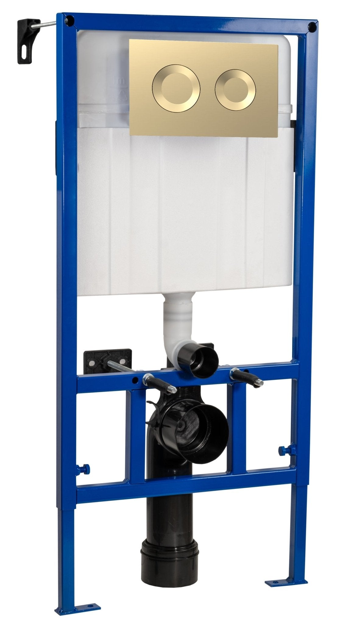 Hudson Reed Concealed Cisterns And Frames Dual Flush Concealed Cistern Frame With Round Plate Contemp Brushed Brass Stainless Steel 890x520x205mm - JJ Building Materials