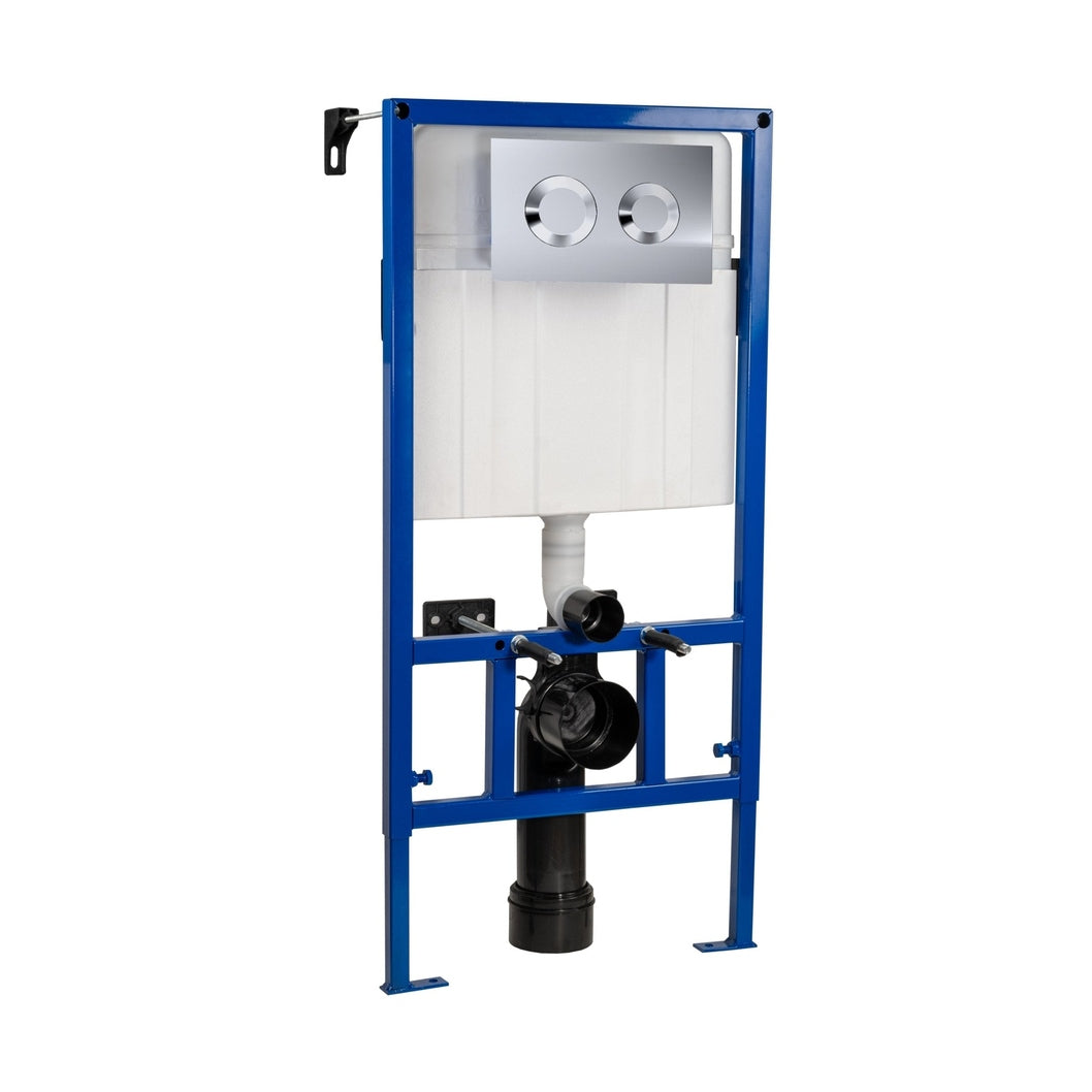 Hudson Reed Concealed Cisterns And Frames Dual Flush Concealed Cistern Frame With Round Plate Contemp Chrome Stainless Steel 890x520x207mm - JJ Building Materials