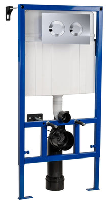 Hudson Reed Concealed Cisterns And Frames Dual Flush Concealed Cistern Frame With Round Plate Contemp Chrome Stainless Steel 890x520x207mm - JJ Building Materials