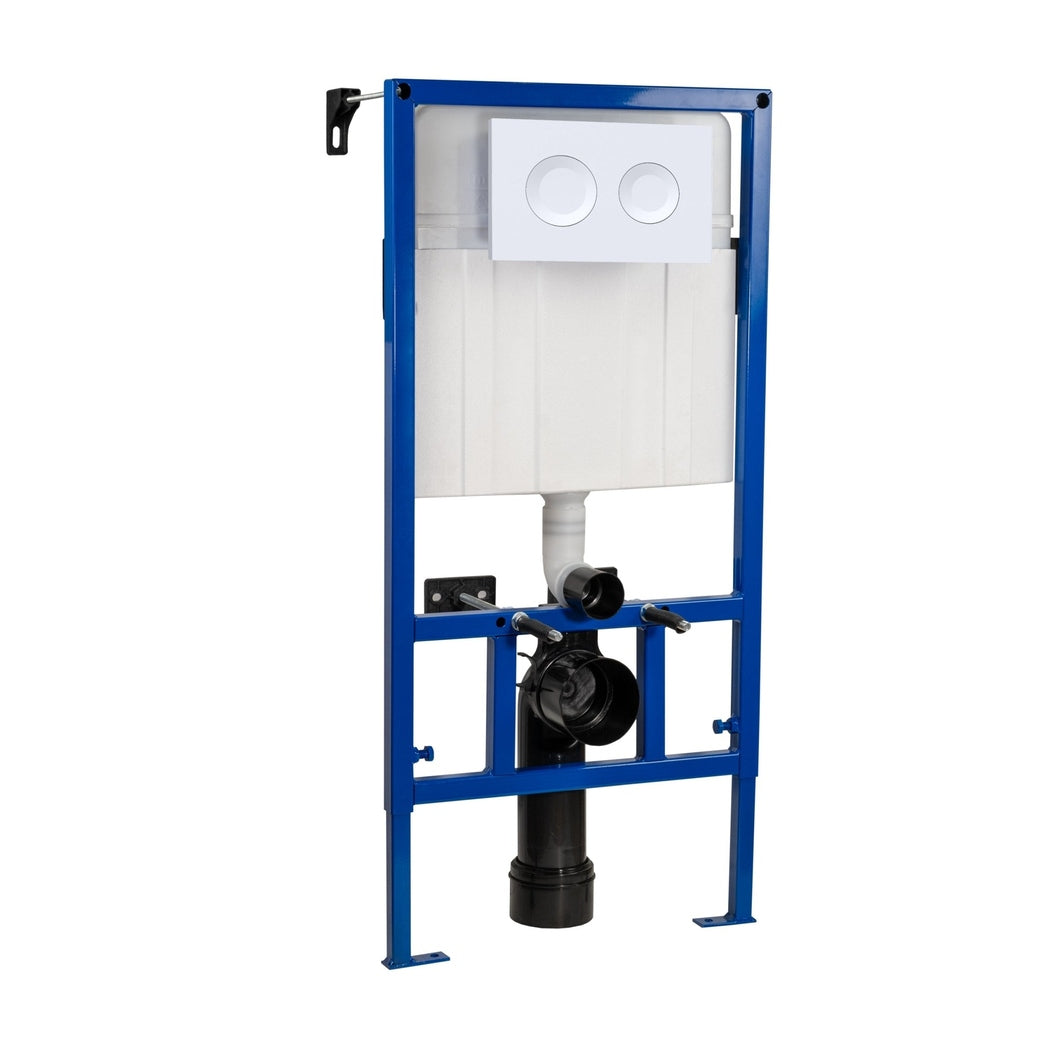 Hudson Reed Concealed Cisterns And Frames Dual Flush Concealed Cistern Frame With Round Plate Contemp White Stainless Steel 890x520x201mm - JJ Building Materials