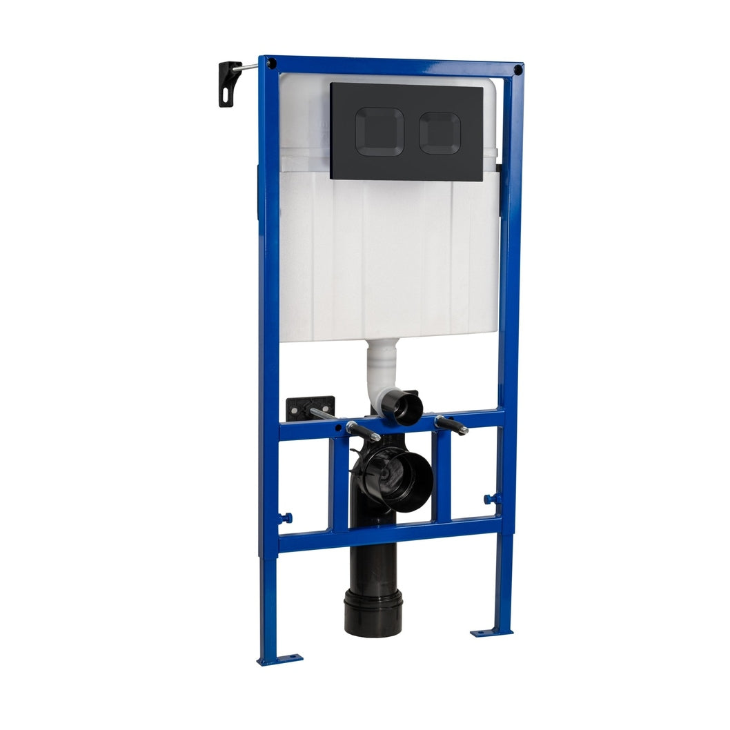 Hudson Reed Concealed Cisterns And Frames Dual Flush Concealed Cistern Frame With Square Plate Contemp Black Stainless Steel 890x520x204mm - JJ Building Materials
