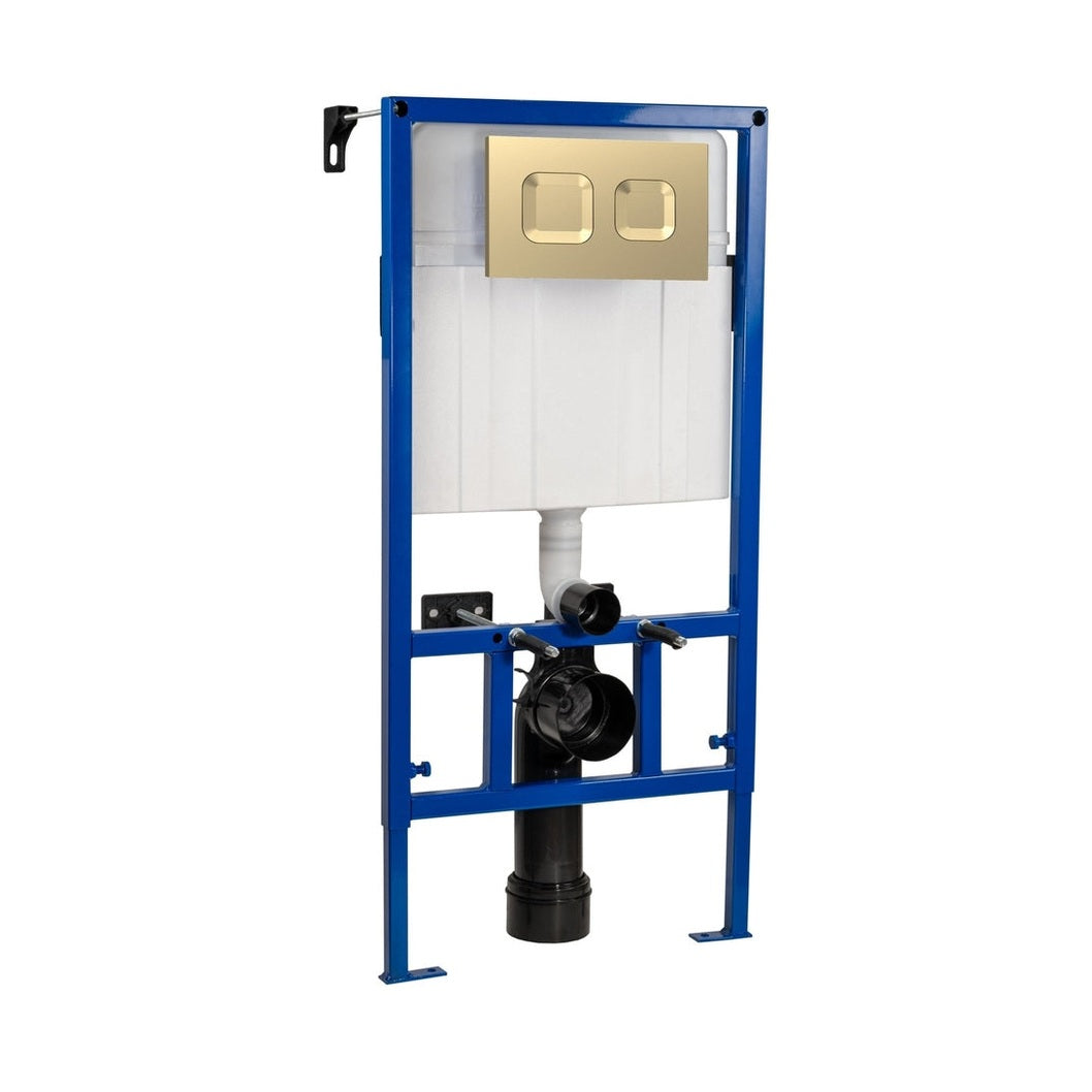 Hudson Reed Concealed Cisterns And Frames Dual Flush Concealed Cistern Frame With Square Plate Contemp Brushed Brass Stainless Steel 890x520x206mm - JJ Building Materials
