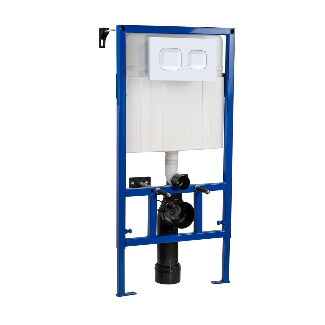 Hudson Reed Concealed Cisterns And Frames Dual Flush Concealed Cistern Frame With Square Plate Contemp White Stainless Steel 890x520x202mm - JJ Building Materials
