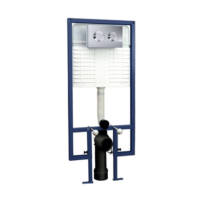 Hudson Reed Concealed Cisterns And Frames Round Dual Flush Push Button Contemp Chrome Stainless Steel 1136x520x204mm - JJ Building Materials