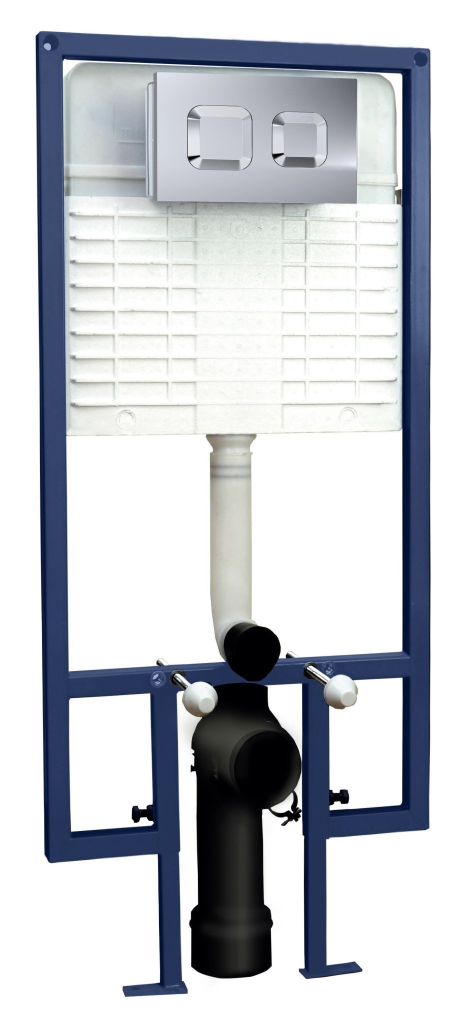 Hudson Reed Concealed Cisterns And Frames Square Dual Flush Push Button Contemp Chrome Stainless Steel 1136x520x204mm - JJ Building Materials