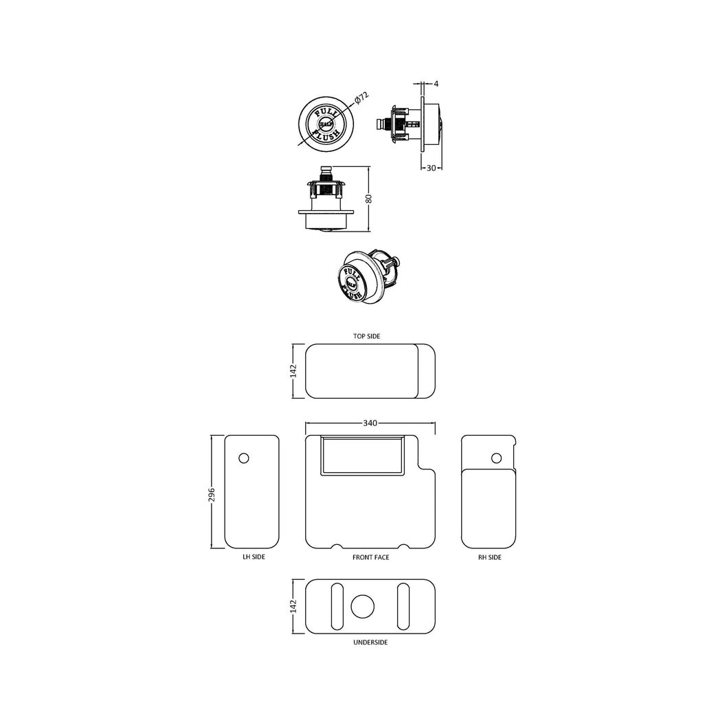 Hudson Reed Concealed Cisterns And Frames Universal Access Cistern & Black Trad Flush Plate Matt Black Polyethylene 296x340x142mm - XTY8T02 - JJ Building Materials
